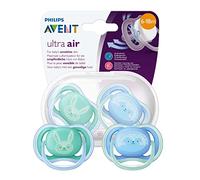 Philips Avent SCF344/22 Ultra Air Dummy 6-18 months, Breathable Orthodontic, BPA free, Double pack, Rabbit/Hedgehog