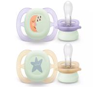 PHILIPS AVENT Silicone Soother 0-2 Months 2 Pack "Ultra start night" SCF075/17