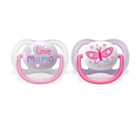 Philips Avent Soother Ultra Air Happy Girls 0-6M White/Pink 2 pcs