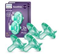 Philips Avent Soothie Orthodontic Baby Pacifiers, 100% Silicone Pacifiers, One Piece, BPA-Free, for Babies 0-3 Months, Green, 4 Pack, Model SCF190/41