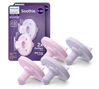 Philips Avent Soothie Baby Pacifiers - 100% Silicone Pacifiers for Babies 0-3 Months, One-Piece Design, BPA-Free, Extra Durable, Lilac and Pink, 4 Pack, Model SCF190/70