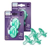 Philips Avent Soothie Orthodontic Baby Pacifiers, 100% Silicone Pacifiers, One Piece, BPA-Free, for Babies 0-3 Months, Green, 4 Pack, Model SCF190/41