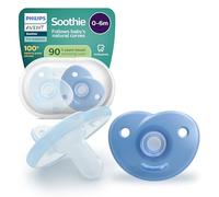 Philips Avent Soothie Soothers, Orthodontic Soother for Newborns 0-6 Months, One-Piece Design, Flexible Silicone Teat Reduces Pressure, BPA-Free, with Sterilizing Case, 2 Pack, Blue, SCF099/26