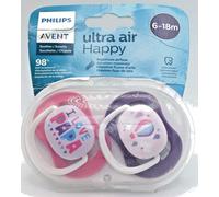 Philips AVENT Ultra Air Happy Orthodontic Silicone Soothers 6-18m B01