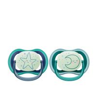 Philips Avent Ultra Air Night Time 6-18m Baby Boy Star & Moon Pacifiers - 2 pcs