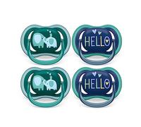 Philips Avent Ultra Air Pacifier 18m+, Opal Elephant/Blue Hello, 4 Pack SCF349/20