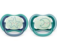 Philips Avent Ultra Air Pacifier 6-18m Glow in Dark Dummy SCF376/13 - 2 Pack