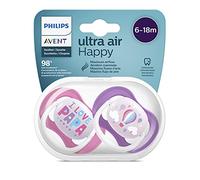 Philips Avent Ultra Air Pacifier, for 6-18m, Orthodontic & BPA-Free, 2 pcs, Including Sterilizer/Carrying Case, SCF080/04 Raspberry Pink and Purple