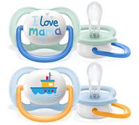 Philips Avent Ultra Air SCF080/01 Orthodontic and Bisphenol Free A Pacifier - 6 Months - Free Steriliser/Carry Bag