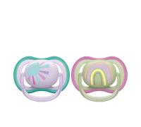 Philips Avent Ultra Air Soother - 2 x Light, Breathable Baby Soothers for Babies Aged 0-6 Months, BPA-Free with Steriliser Carry Case (Model SCF085/59)