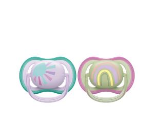 Philips Avent Ultra Air Silicone 0-6M Pastel & Rainbow Design Pacifiers - 2 pcs