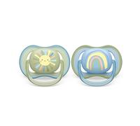 Philips Avent Ultra Air Soother - 2 x Light, Breathable Baby Soothers for Babies Aged 0-6 Months, BPA-Free with Steriliser Carry Case (Model SCF085/58)
