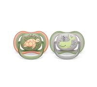 Avent Ultra Air Soother - 2 x Light, Breathable Baby Soothers for Babies Aged 6-18 Months, BPA-Free with Steriliser Carry Case (Model SCF085/60)