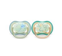 Philips Avent Ultra air Soother - 2 x Light, Breathable Glow-in-The-Dark Baby Soothers for Babies Aged 0-6 Months, BPA-Free with Steriliser Carry Case (Model SCF376/18)