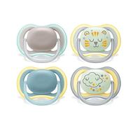 Philips Avent Ultra Air Soother - Pack of 4 Light, Breathable Soothers: 2 Glow in The Dark soothers and 2 Day soothers, 18M+ (Model SCF349/43)