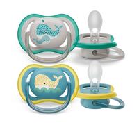 Philips Avent Ultra Air Soothers, Light, Breathable Soothers for Babies Aged 18 Months Plus, BPA-Free, with Steriliser Carry Case, 2 Pack (Model SCF349/24)