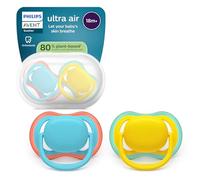 Philips Avent Ultra air Soothers - Orthodontic, Babies 18 Months+, Soft Silicone Teat, BPA-Free, Sterilising Case, 2 Pack, SCF349/57