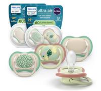 Philips Avent Ultra Air Soothers - Orthodontic Design, for Babies 6-18 Months, Soft Silicone Symmetrical Teat, BPA-Free, 2 Sterilizing Cases, 4 Pack, SCF087/26