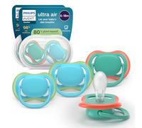 Philips Avent Ultra Air Soothers - Orthodontic Design, for Babies 6-18 Months, Soft Silicone Symmetrical Teat, BPA-Free, 2 Sterilizing Cases, 4 Pack, SCF087/24