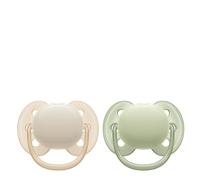 Philips Avent Ultra Soft Soother - 2 x Soft and Flexible Baby Soothers for Babies Aged 0-6 Months, BPA-Free with Steriliser Carry Case (Model SCF091/05)