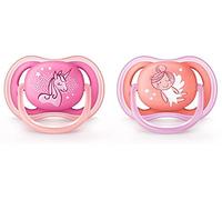 Philips Avent Ultra Soft Baby Pacifier with Silicone Nipple and Sterilization Box, Orthodontic Pacifier for Baby Travel Essentials, Toddler Teether for 6+ to 18+ Month Babies, Multicolor, Pack of 2