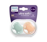 Philips Avent Ultra Soft Pacifier 2 Pack - BPA-Free Dummy for Babies from 0-6 Months, Orange/Green (Model SCF091/03)