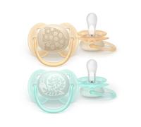 Philips Avent Ultra Soft Silicone Dummy (0 Months), for Sensitive Skin, Pack of 2