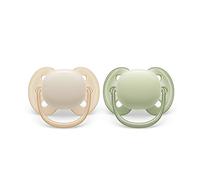 Philips Avent Ultra Soft Soother - 2 x Soft and Flexible Baby Soothers for Babies Aged 0-6 Months, BPA-Free with Steriliser Carry Case (Model SCF091/05)