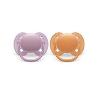 Philips Avent Ultra Soft Soother - 2 x Soft and Flexible Baby Soothers for Babies Aged 6-18 Months, BPA-Free with Steriliser Carry Case (Model SCF091/33)