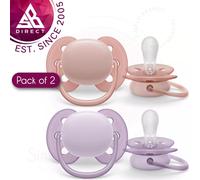 Philips Avent Ultra Soft Soother Girl Pack of 2│Suitable From 0-6months Babies