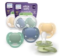 Philips Avent Ultra Soft Soothers - Orthodontic Design, for Babies 6-18 Months, Flexible Shield, Silicone Symmetrical Teat, BPA-Free, 2 Sterilizing Cases, 4 Pack, SCF091/53