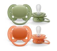 Philips Avent Ultra Soft Soothers, Soft and Flexible Soothers for Babies Aged 18 Months Plus, BPA-Free, with Steriliser Carry Case, 2 Pack (Model SCF093/01)