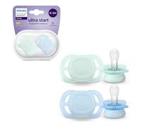 Philips Avent Ultra Start Soothers, Orthodontic Dummies Designed for Newborns, Silicone Symmetrical Teat, BPA Free, with Sterilising/Carrying Case, 2 Pack, Model SCF075/02