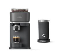 Philips Baristina Espresso Machine+Milk Frother Bundle. Real espresso. Compact coffee machine, portafilter, grinder, Cafe Crema. Dairy & Non-Dairy Milk foam . Hot & Cold. Easy Clean. Black (BAR303/60)