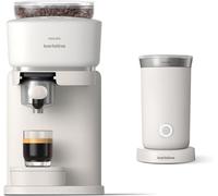 Philips Baristina Espresso Machine+Milk Frother Bundle. Real espresso. Compact coffee machine, portafilter, grinder, Cafe Crema. Dairy & Non-Dairy Milk foam . Hot & Cold. Easy Clean. White (BAR303/00)