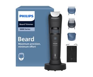 Philips Beard Trimmer 5000, 40 Length Settings, Wet & Dry, Full Metal Blades, Hair Collector, USB-A Cable, Soft Pouch, BT5780/15
