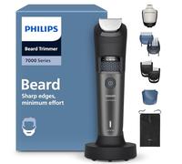 Philips Beard Trimmer 7000 Series - Self-Sharpening Metal Blades, 40 Lock-in Settings, BeardSense Technology, Hair Collector, 100% Waterproof, Charging Stand, Soft Pouch, Model BT7660/15