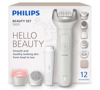 Philips Beauty Set Series 9900 - All-in-One Set for Body, Face, Bikini and Feet, Cordless Epilator for Wet and Dry Use, Hair Removal, Body and Skincare, SkinLED, 12 Accessories, Model BRE749/00