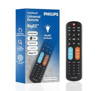 Philips BigEZ OneTouch Big Button Universal TV Remote for Seniors, Easy to Use, Replacement Remote for Samsung, LG, Sony, Vizio, Roku TV, Backlit Buttons, 2 Device, Black, SRP3945B/37