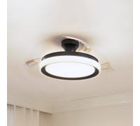 Philips Bliss Retractable-Blade Ceiling Fan with LED Light, 3 Blades, 106 cm Blade Wingspan, 4500 Lumens, Tunable White Light from 3000 K to 6500 K, Dimmable to 5%, Remote Control Included, Black