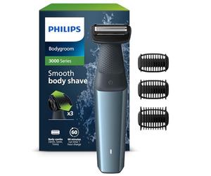 Philips Bodygroom Series 3000, Showerproof Groin and Body Trimmer, Close and Comfortable Shave, Complete Body Grooming, 60 Min. Runtime, Model BG3027/03