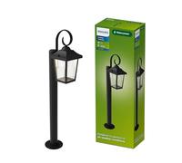 Philips Buzzard Outdoor Pedestal Light + E27 LED Bulb, Warm White Light, IP44 Weather-Resistant, Durable, Aluminum, Classic Design, Black