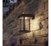 Philips Camill solar sensor wall lamp, black/clear, Ø 14 cm