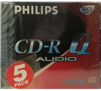 Philips CD-R - 5 PACK - Q Audio CD R Recordable Compact Disc 80min / 700mb - NEW