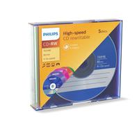 Philips CD-RW 80MIN Blank Disc x 5 Jewel Case 700MB 4-12 X Speed