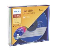 Philips CD-RW 80MIN Blank Disc x 5 Jewel Case 700MB 4-12 X Speed