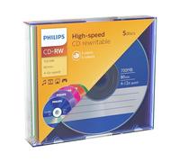 Philips CD-RW 80MIN Blank Disc x 5 Jewel Case 700MB 4-12 X Speed