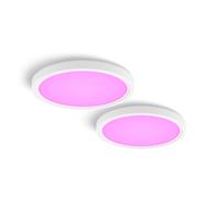 Philips Hue Devote Smart LED Panel Light, White and Color Ambiance, Round 30cm, 16.6W, 2000 Lumens, White Frame for Indoor Home Lighting, Ceiling, Living Room, Kitchen, Hallway, 2 Pack, S