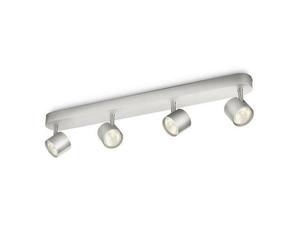 Philips Ceiling/Wall Spotlights Bar Star 4 x Warm White 22W Brushed Aluminium