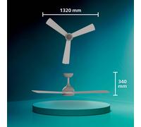 Philips Civx LED ceiling fan, white/brown, DC, quiet